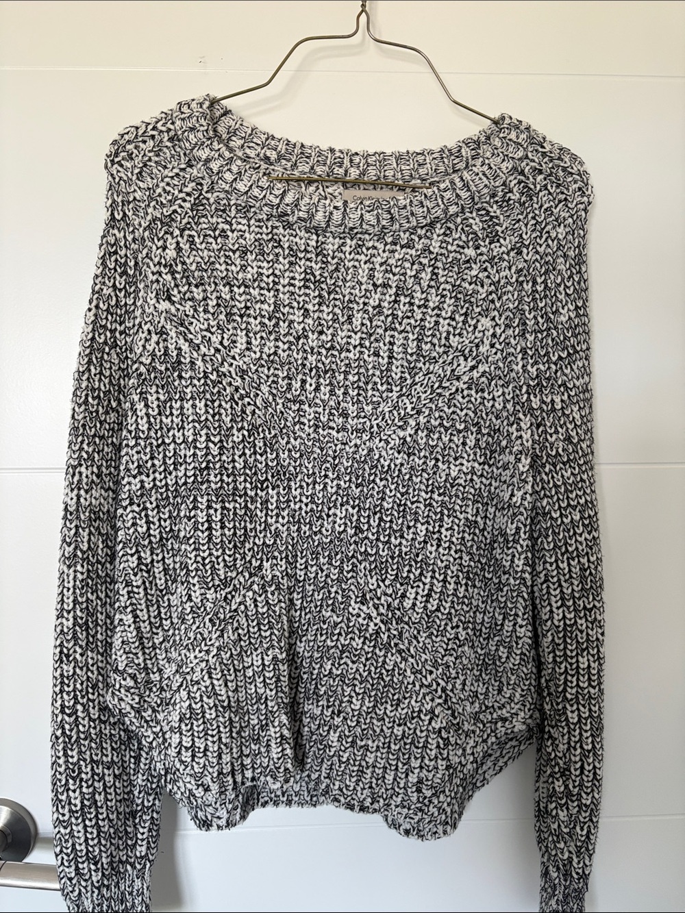 Calvin Klein Jeans Marled Black & White Crew Neck Sweater
